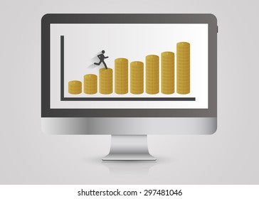 Computer design template. Money graph. Vector