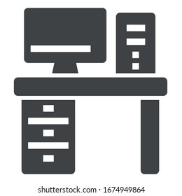 computer desk black icon on white background