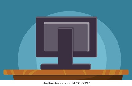 computer desk with computers vector illustration