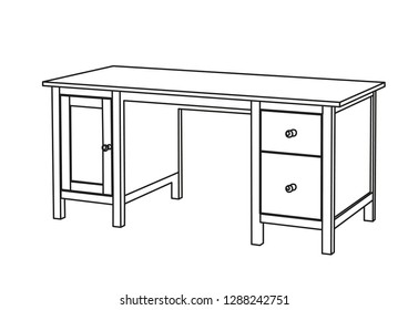 computer desk contour vector illustration