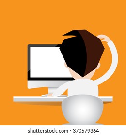 Computer desk, Flat design modern vector illustration.