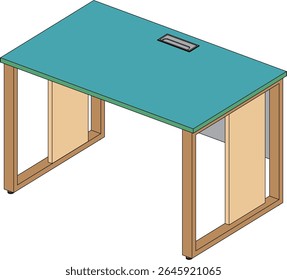 Computer desk furniture illustration on white background
