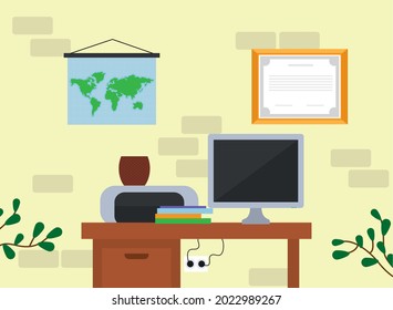 computadora en la oficina principal del escritorio
