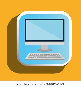 Computer desk icon graphic designer, vector illustration eps10