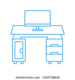 Computer desk icon - vector