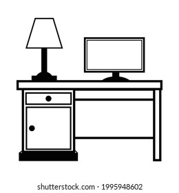 
computer desk icon vector illustration