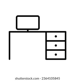 computer desk icon vector logo in flat and trendy style