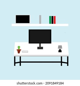 Computer Desk illustration vector Design