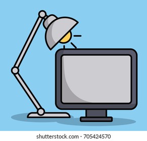 computer and desk lamp icon