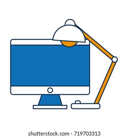 computer and desk lamp icon