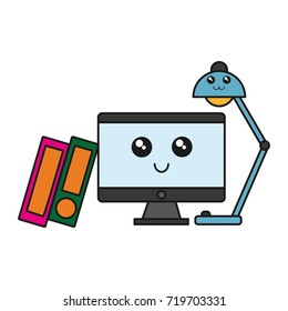 computer and desk lamp icon
