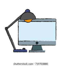 computer and desk lamp icon