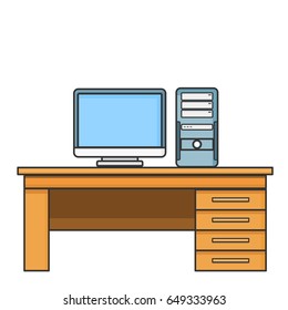 Computer Desk Line Art Stock Vector (Royalty Free) 649333963 | Shutterstock