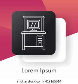 computer desk line icon
