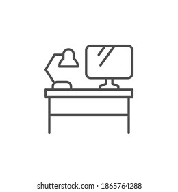 Computer desk line outline icon