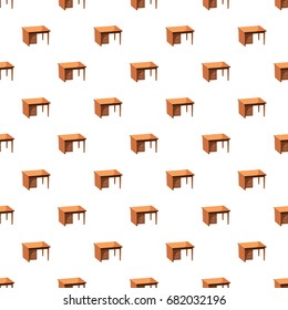 Computer desk pattern seamless repeat in cartoon style vector illustration