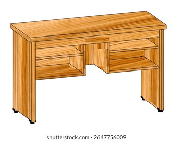 computer desk table furniture on white background