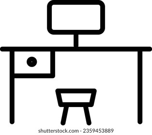 Computer Desk Table Outline Icon