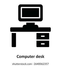 Computer desk Vector Icon which can easily modify or edit
