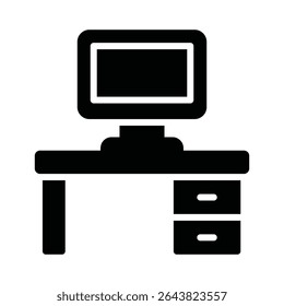 Computer desk Vector Icon which can easily modify or edit

