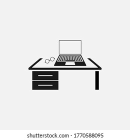 Computer desk. vector Simple modern icon design illustration.