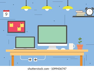 Computer desk, work From Home business concept