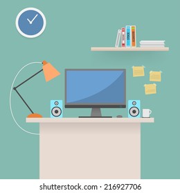 Computer desk, workplace.