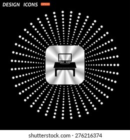  Computer desk, workplace. icon. vector design