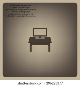 Computer desk, workplace. icon. vector design