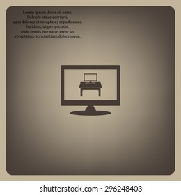 Computer desk, workplace. icon. vector design