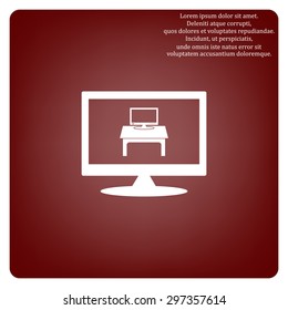 Computer desk, workplace. icon. vector design