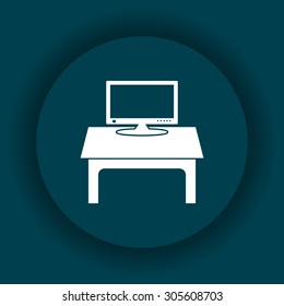Computer desk, workplace. icon. vector design