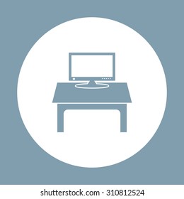 Computer desk, workplace. icon. vector design
