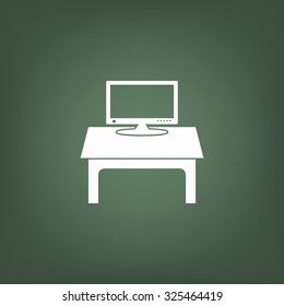 Computer desk, workplace. icon. vector design