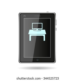 Computer desk, workplace. icon. vector design