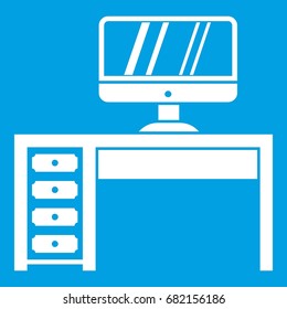 Computer desk, workplace in simple style isolated on white background vector illustration
