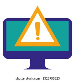 computer desktop with alert symbol