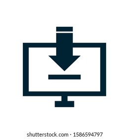 computer desktop with arrow download vector illustration design