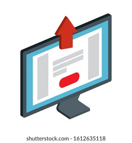 computer desktop with arrow up isolated icon vector illustration design