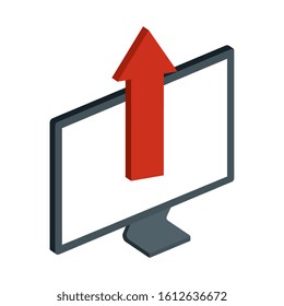 computer desktop with arrow up isolated icon vector illustration design