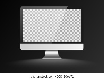 Computer desktop blank screen. Flat isolated dispaly electronic device illustrator.Dark background. Object with shadow vector.