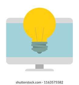 computer desktop with bulb