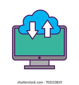 computer desktop with cloud computing