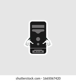 computer desktop cpu cartoon characters design . you can use for stickers, pins, mascot or patches