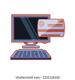 computer desktop with credit card
