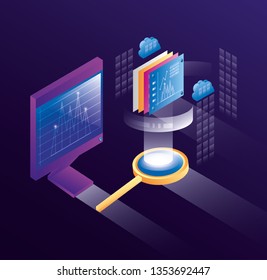 computer desktop with data center icons