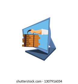 computer desktop with delivery food app