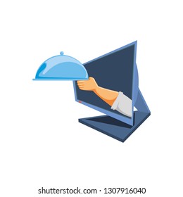computer desktop with delivery food app