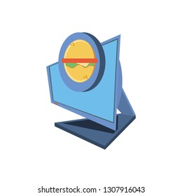 computer desktop with delivery food app