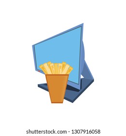 computer desktop with delivery food app